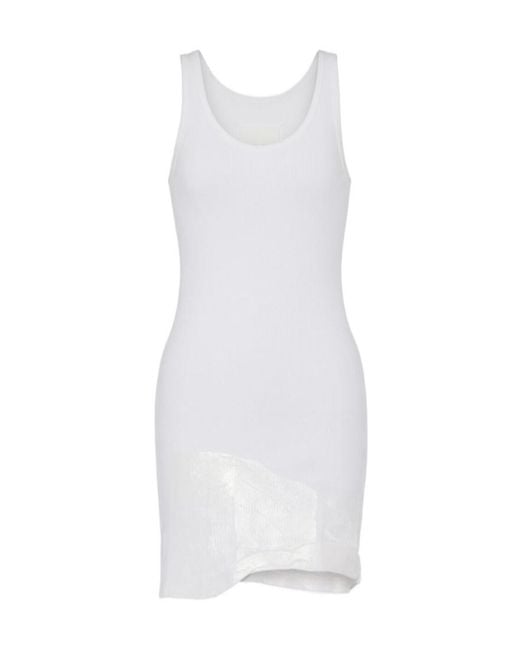 Maison Margiela White Taped Ribbed Mini Dress