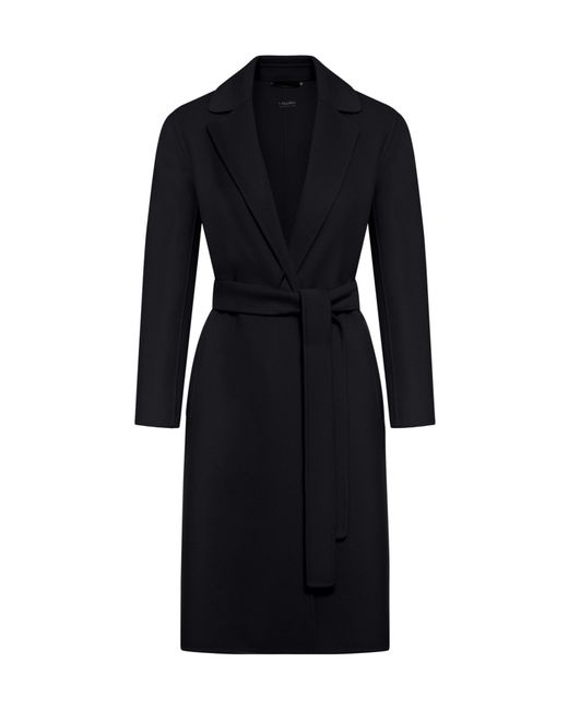 Max Mara Black 'S Belted Long-Sleeved Coat