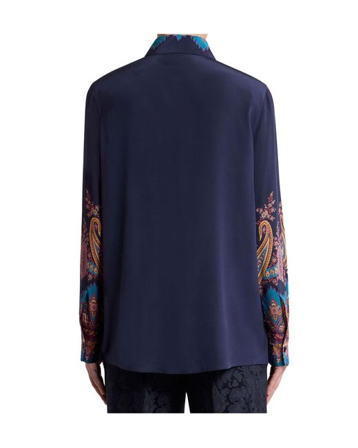 Etro Blue Paisley-Print Buttoned Shirt