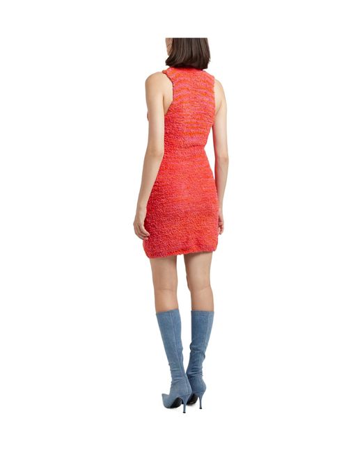 DIESEL Red Sleeveless Two-Tone Knit Dress