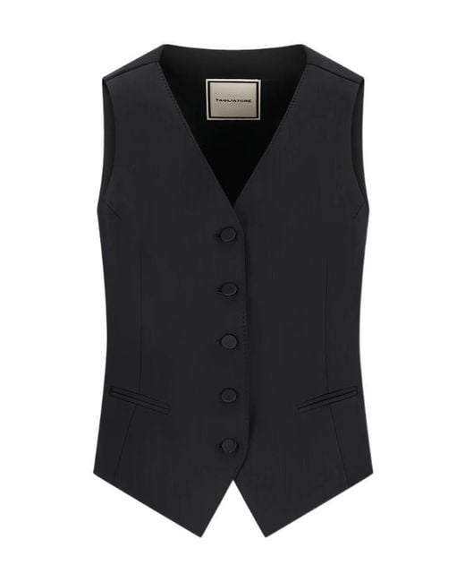 Tagliatore Black Buttoned Waistcoat