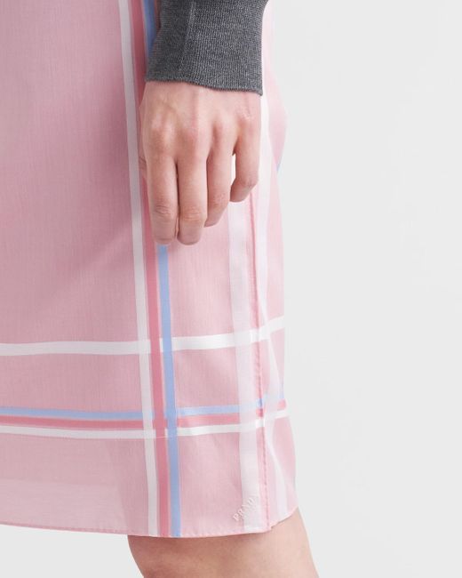 Prada Pink Checked Straight Hem Mini Skirt