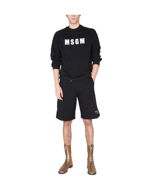 MSGM Black Logo-Print Sweatshirt for men