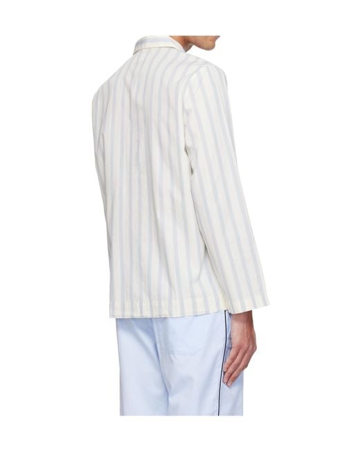 Tekla White Long-Sleeved Pajama Shirt for men