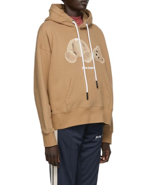 Palm Angels Natural Bear-Print Hoodie for men