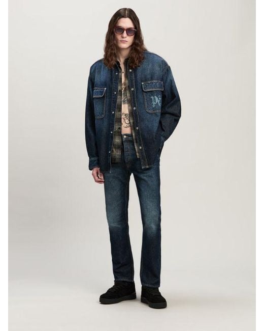 Palm Angels Blue Straight Leg Jeans for men