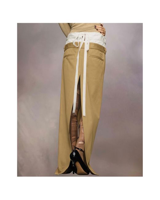 Maison Margiela Natural Skater Chino Long Skirt