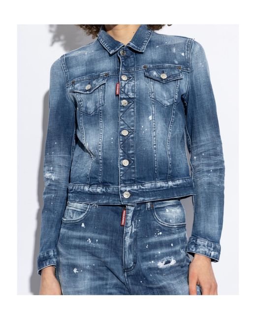 DSquared² Blue Distressed Denim Jacket