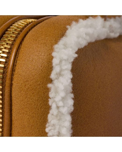 Miu Miu Brown Arcadie Shearling Top-Handle Bag