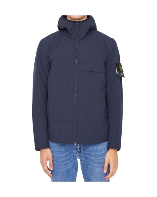 Stone Island Blue Hoded Zipper Casual Jacket for men