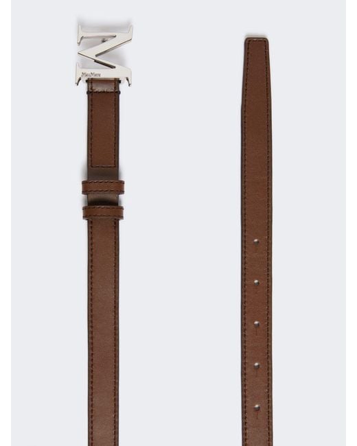 Max Mara White Logo Plaque Buckle Belt