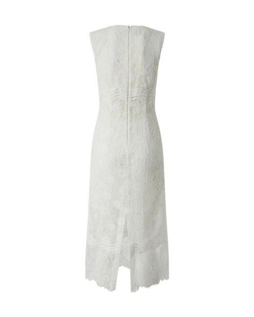 Pinko Women's White Lace Dress With V-Neck - coffeafoods.com