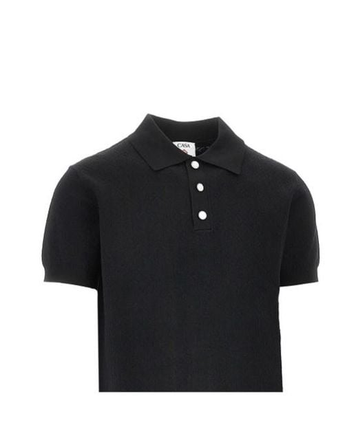 Casablanca Black Buttoned Knit Polo Shirt for men