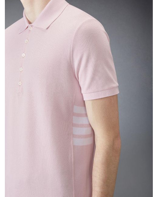 Thom Browne Pink Bar Short-Sleeved Polo Shirt for men