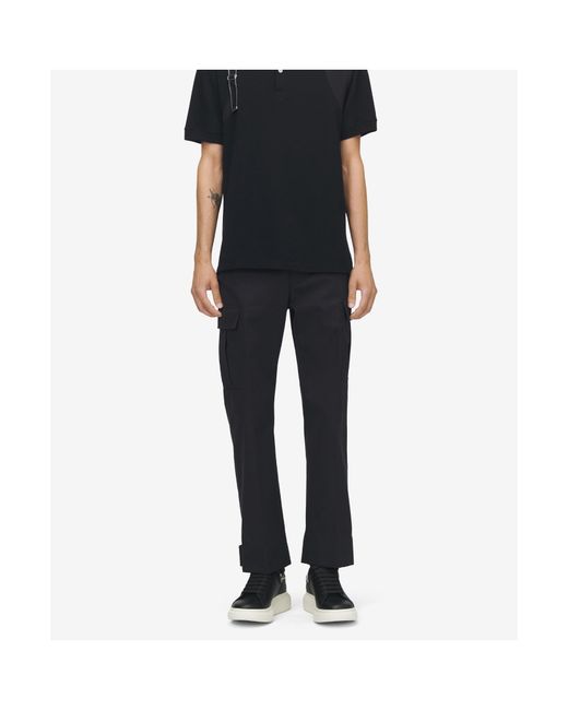 McQueen Black Straight-Leg Cargo Pants for men