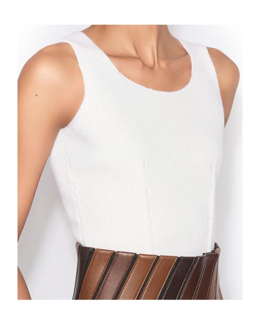 Alaïa White Alaïa Crewneck Sleeveless T-Shirt