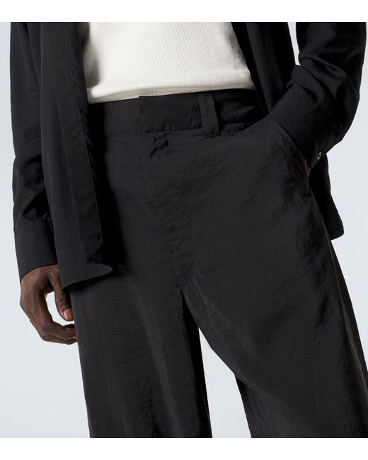 Lemaire Black Silk-Blend Straight Pants for men
