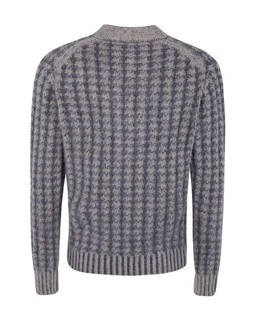 Aspesi Gray Ribbed V-Neck Knit Top for men