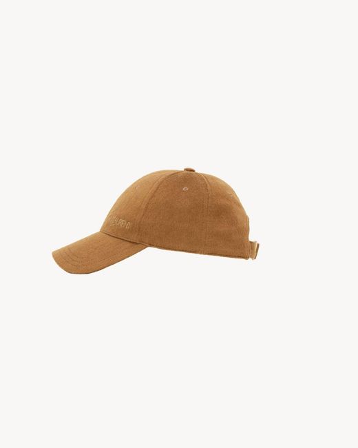 Saint Laurent Brown Logo Embroidered Baseball Cap
