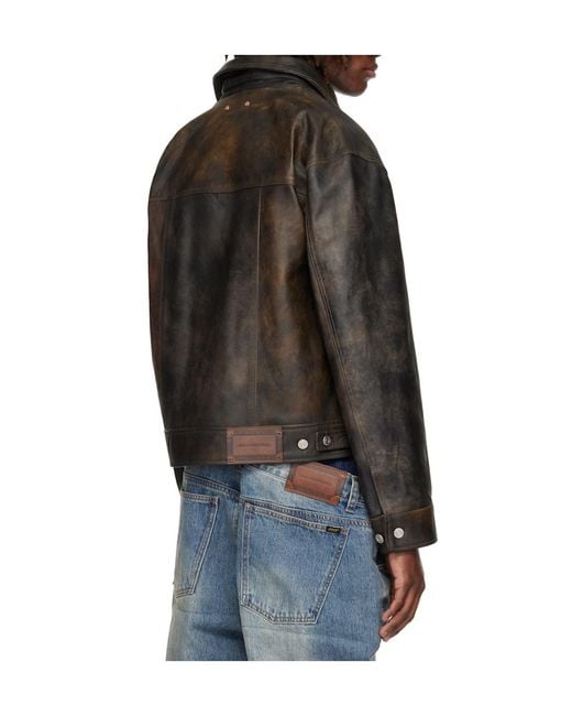 ANDERSSON BELL Black Patchwork Truck Driver Leather Jacket for men