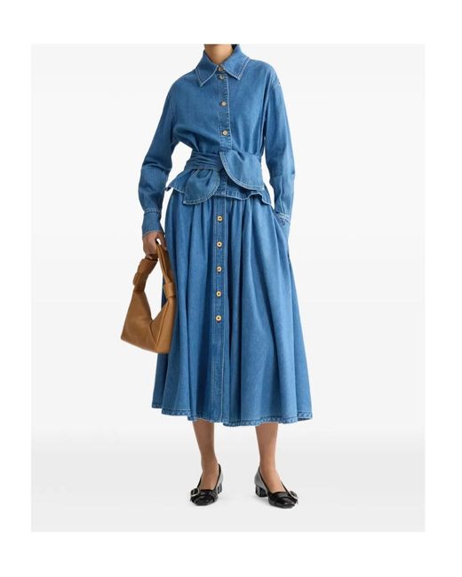 Patou Blue Long-Sleeved Knotted Shirt