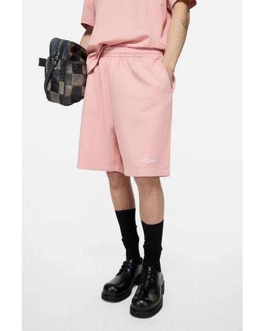 Acne Pink Fleece Shorts With Logo for men