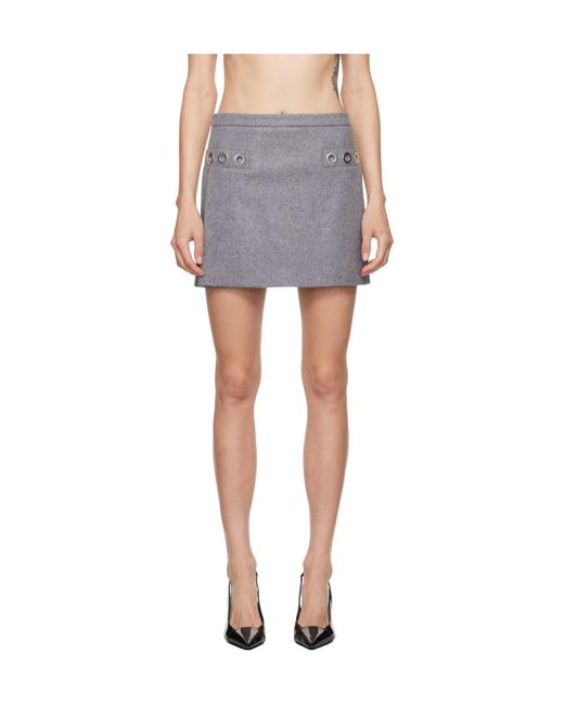 MSGM Gray Eyelet Mini Skirt