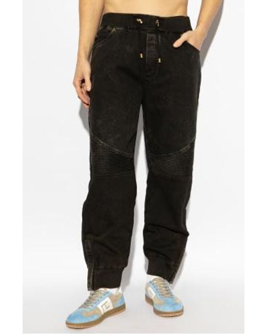 Balmain Black Vintage Effect Trousers for men
