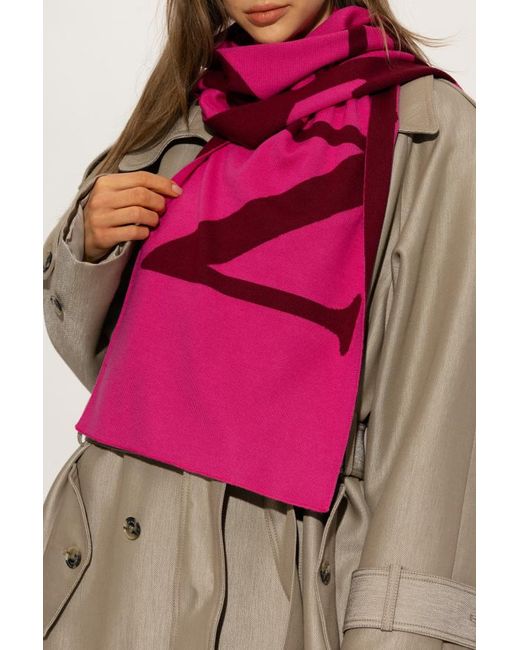 Lanvin Pink Logo Scarf