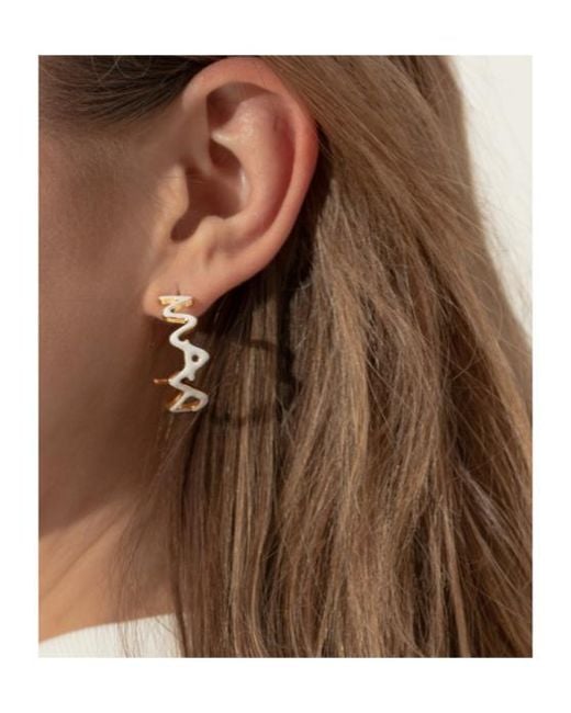 Marni White Zig-Zag Hoop Earrings