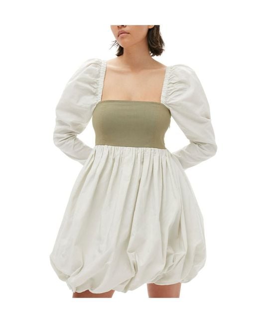Ganni White Taffeta Mix Balloon Mini Dress