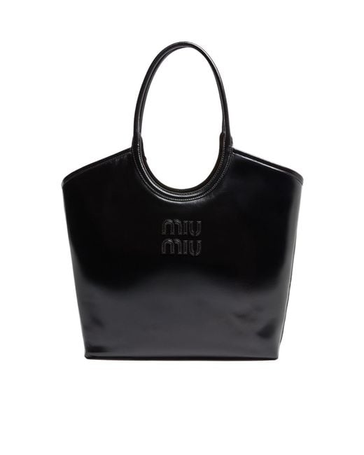 Miu Miu Black Large Ivy Soft Leather Bag