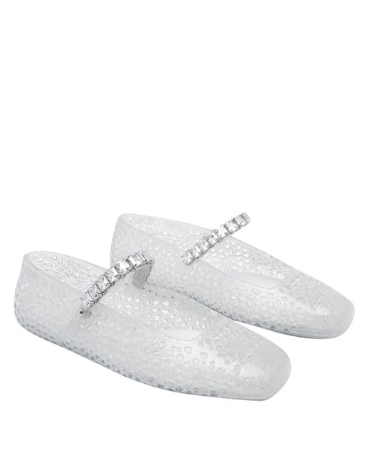 Jimmy Choo White The Jelly Embellished Ballerina Flats