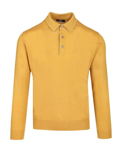 Fedeli Yellow Long-Sleeved Sweater for men