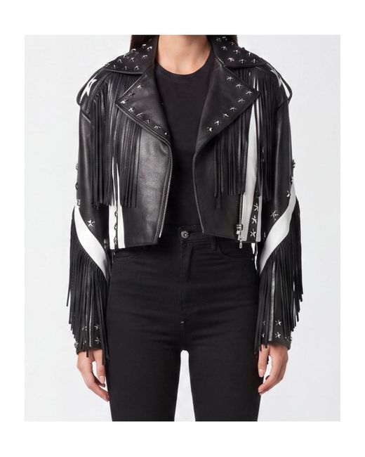 Philipp Plein Black Moon Leather Jacket