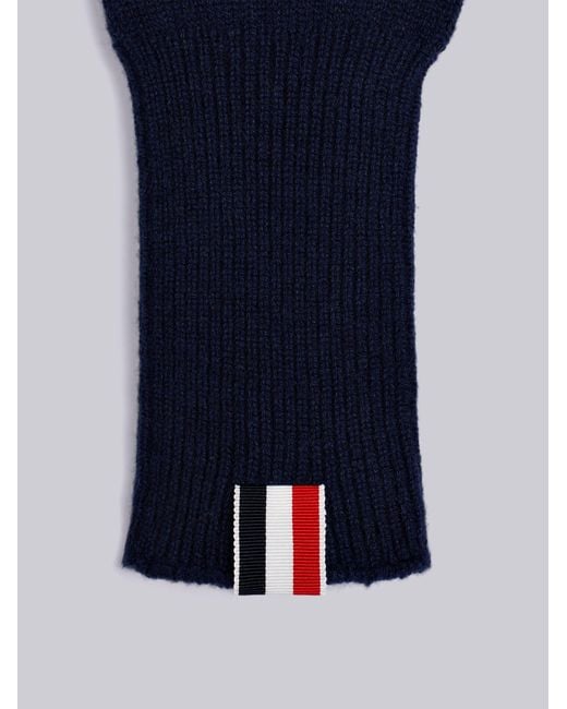 Thom Browne Blue 4-Bar Ribbed Gloves for men
