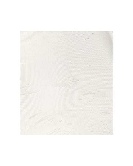 R13 White Destroyed Cropped Tank Top