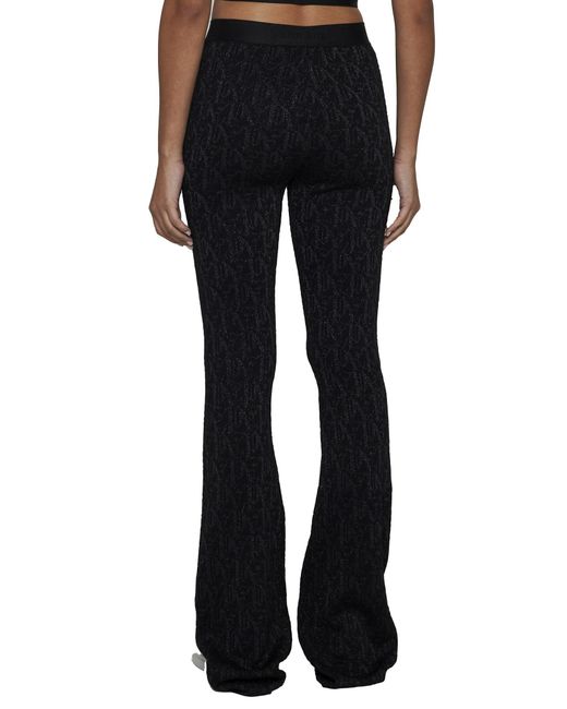 Palm Angels Black Monogram Jacquard Knitted Pants