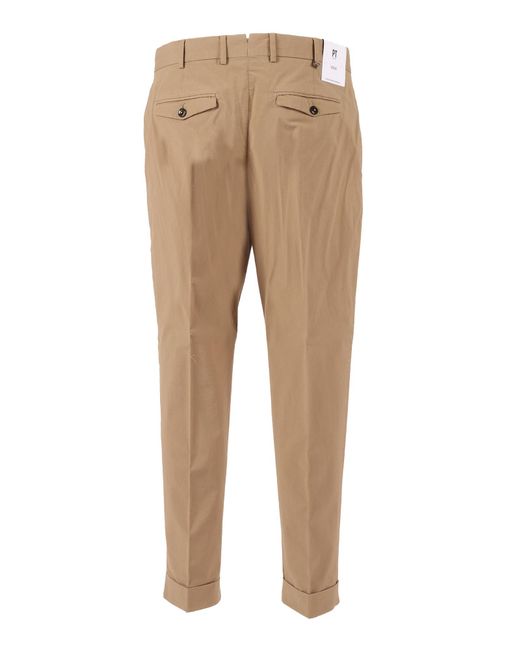 PT01 Natural Pt Torino Pleated Cuffed Pants for men