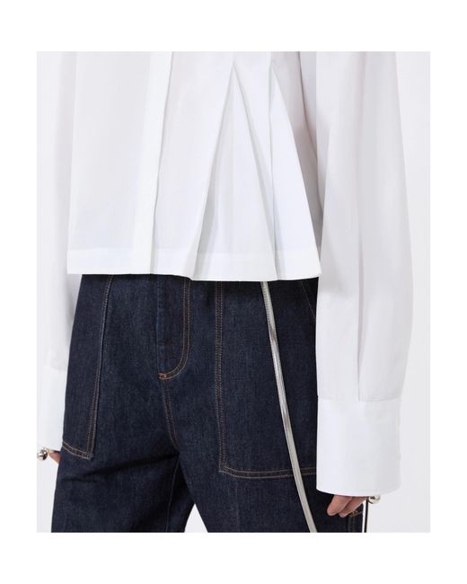 Sportmax White Certo Cropped Poplin Shirt