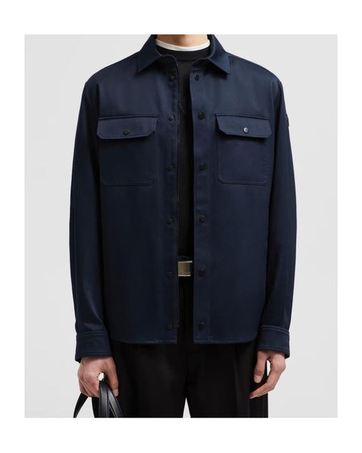 Moncler Blue Collared Long-Sleeve Shirt for men