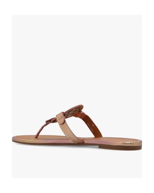 Tory Burch Brown Miller Snake-Embossed Sandals