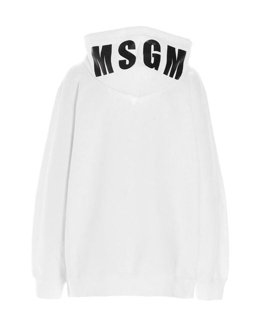 MSGM White Logo Hooded Sweater