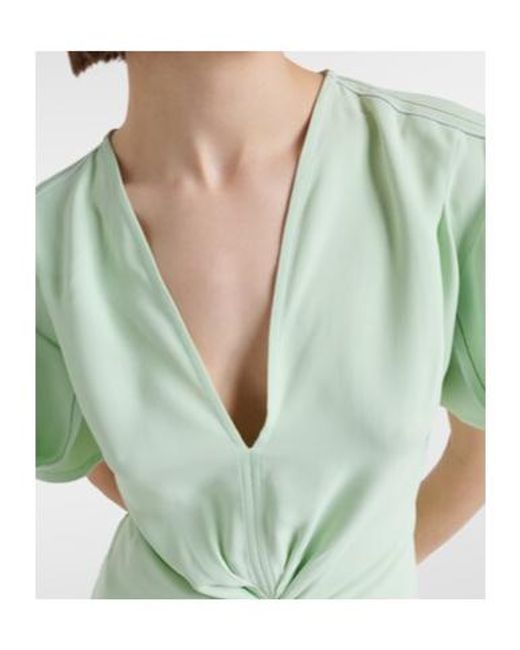 Victoria Beckham Green Gathered Midi Dress