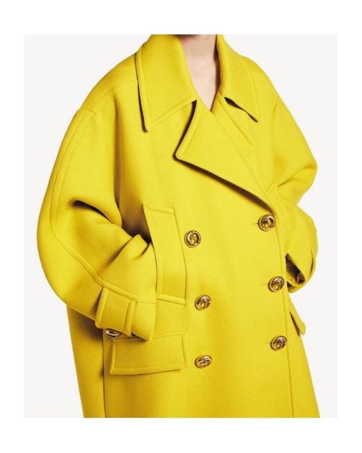 Balenciaga Yellow Double-Breasted Long Coat