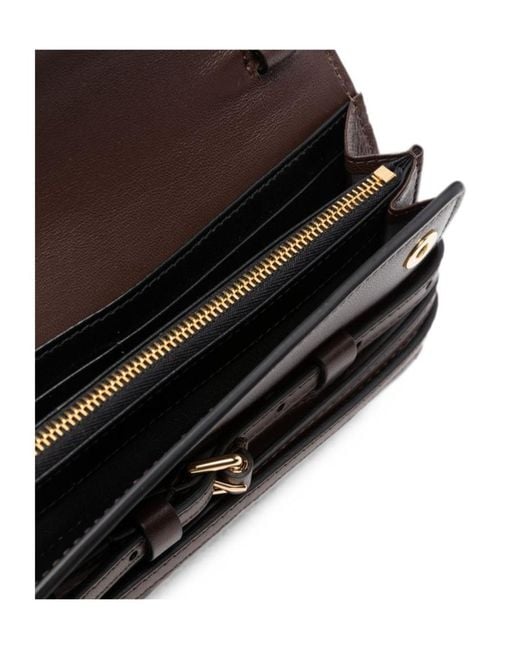 Moschino Brown Buckle-Detail Chain-Strap Wallet