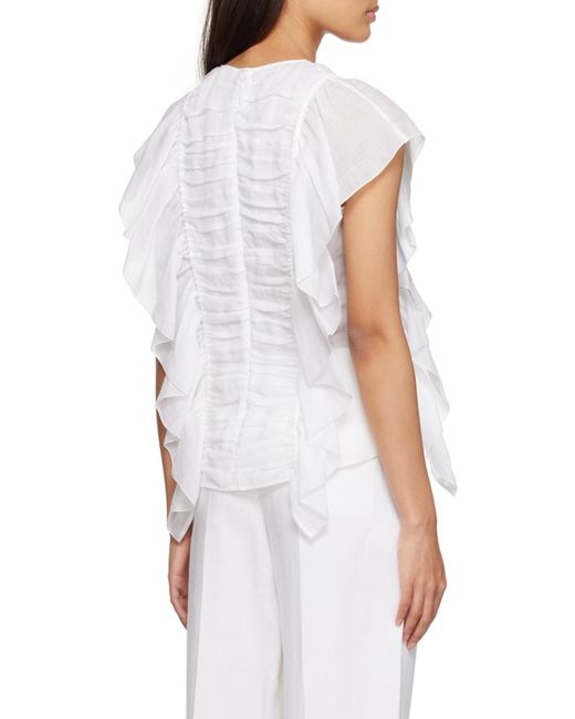Chloé White Chloé Ruffled Sleeveless Top