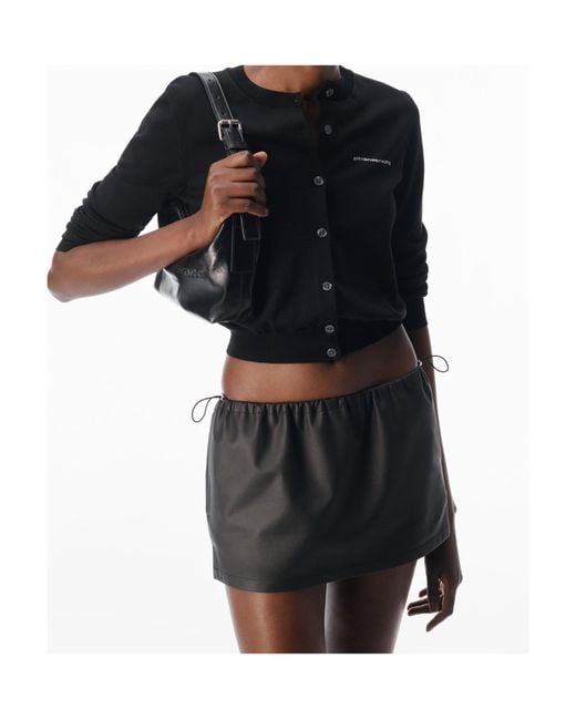 Alexander Wang Black Logo-Embellished Crewneck Cardigan