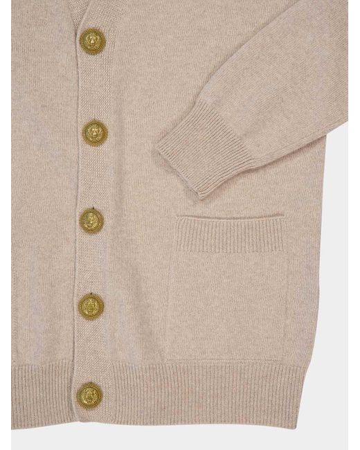 Balmain Natural Button-Up Cardigan for men