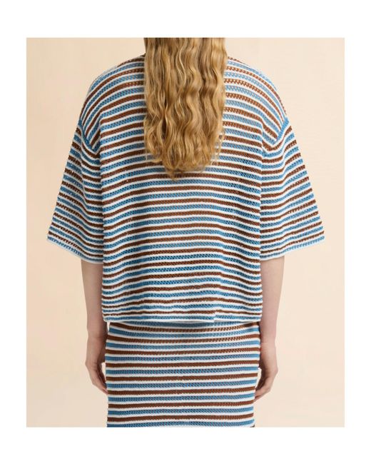 Marni Blue Striped Zip-Up Cardigan